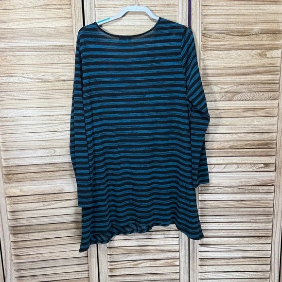 New Direction Woman Striped Black and Blue Women's Long Sleeve Top Size 2X - Picture 9 of 9